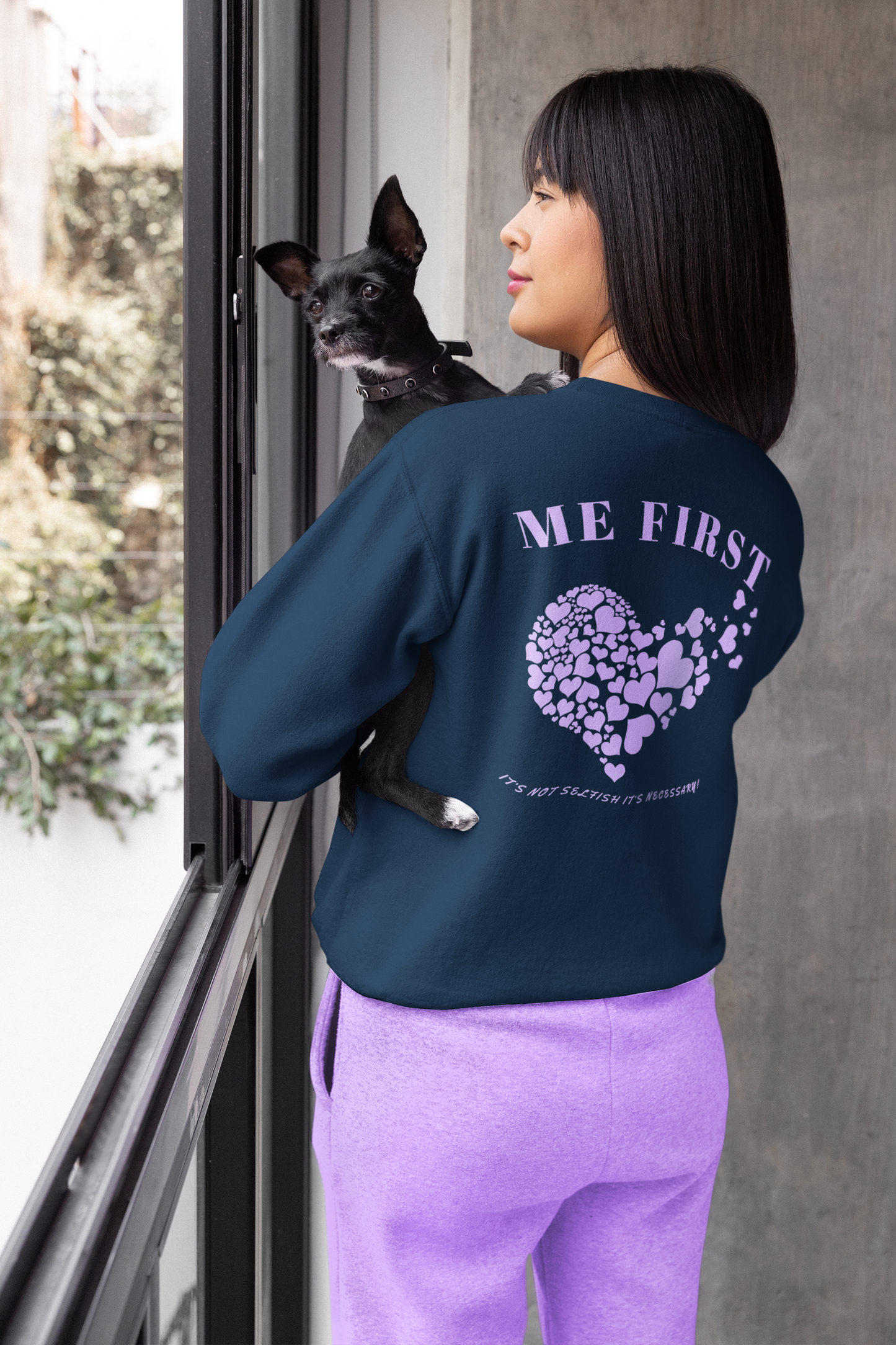 Exploding Heart Sweatshirt (Navy and Purple)